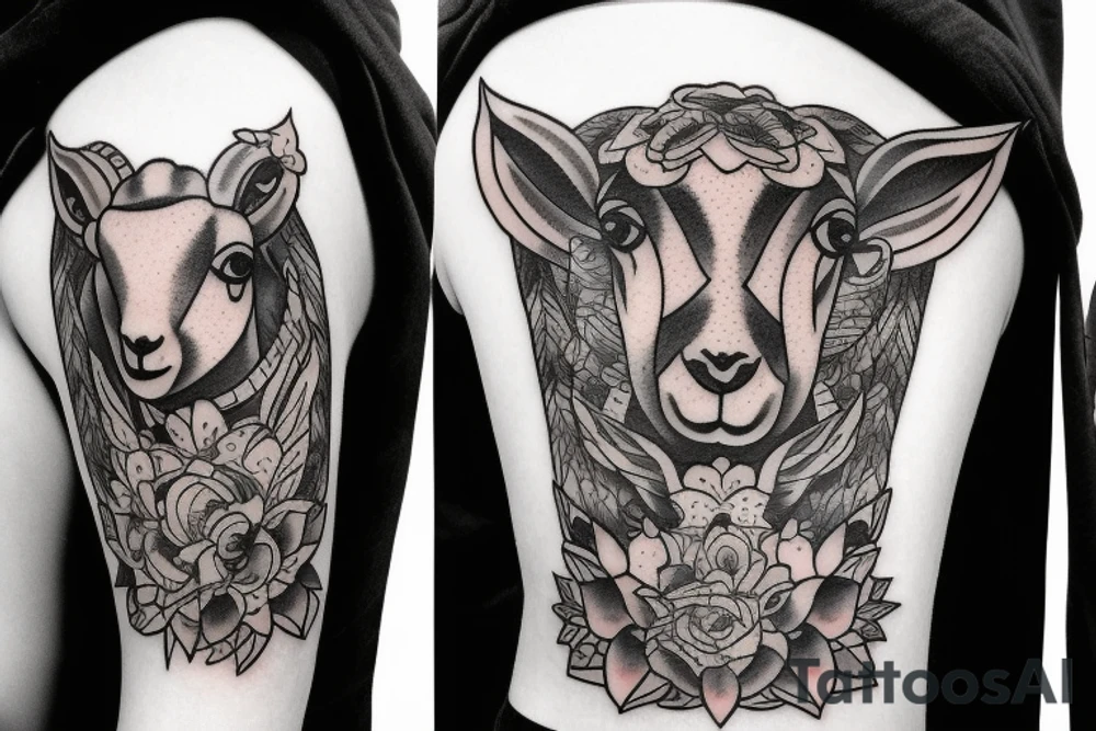 a lamb with two heads tattoo idea
