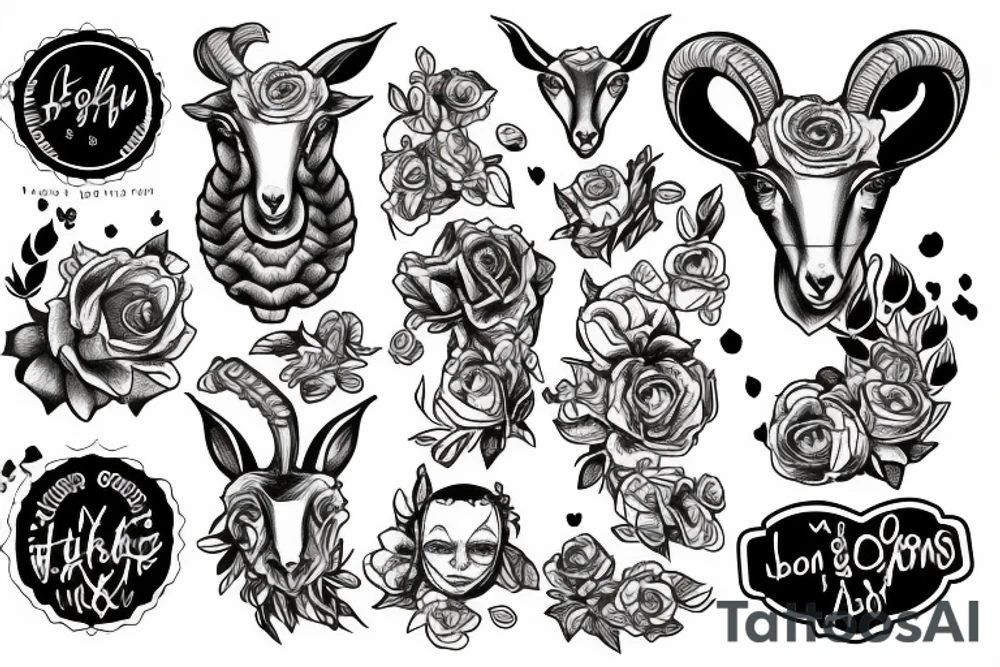 a body of a lamb with two lamb heads tattoo idea