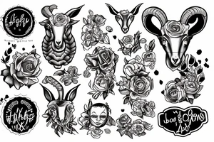 a body of a lamb with two lamb heads tattoo idea