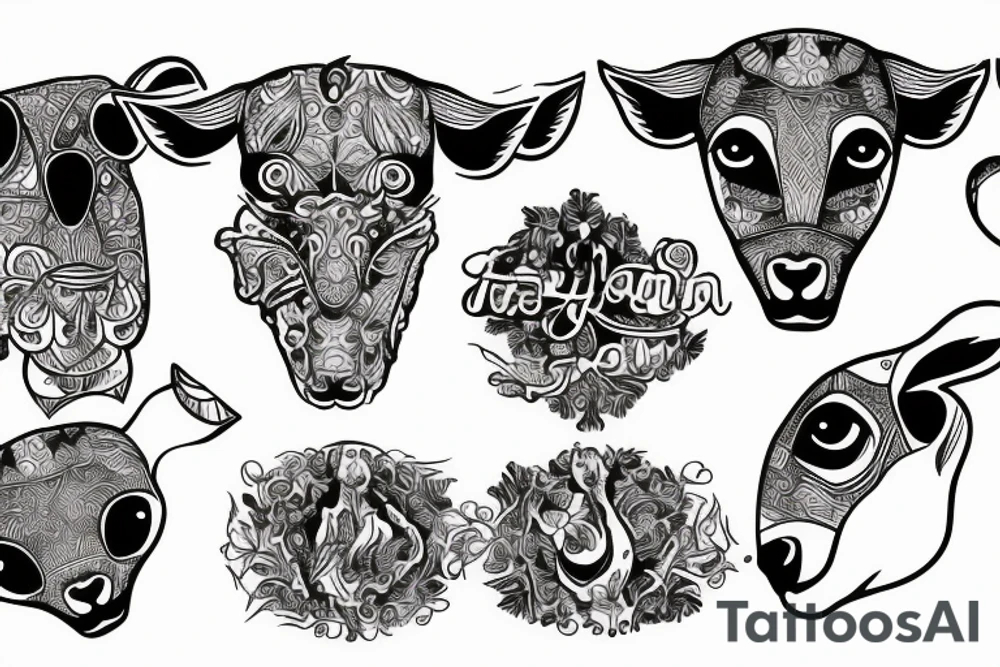 a body of a lamb with two lamb heads tattoo idea