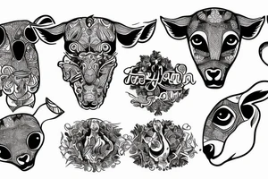 a body of a lamb with two lamb heads tattoo idea
