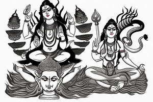 lord shiva dacing fearsly with trishoola in his hand 
fearless eyes
hair wide open tattoo idea