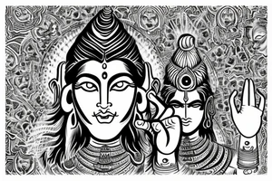 lord shiva dacing fearsly with trishoola in his hand 
fearless eyes
hair wide open tattoo idea