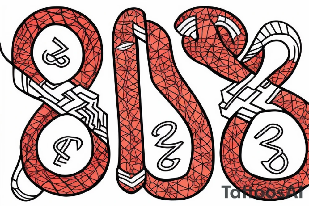number 88 like an infinity symbol, with a little of red color tattoo idea