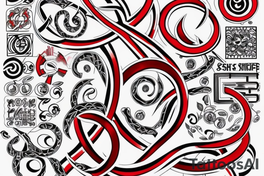 number 88 like an infinity symbol, with a little of red color tattoo idea