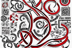number 88 like an infinity symbol, with a little of red color tattoo idea