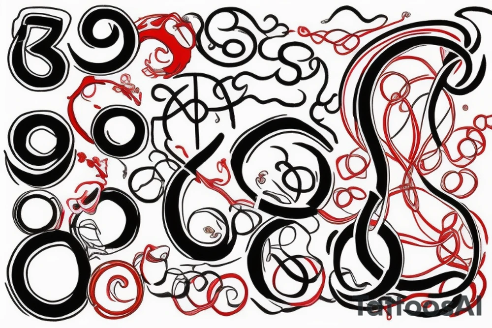 number 88 like an infinity symbol, with a little of red color tattoo idea