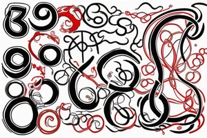 number 88 like an infinity symbol, with a little of red color tattoo idea