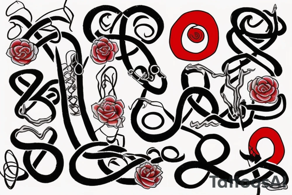 number 88 like an infinity symbol, with a little of red color tattoo idea