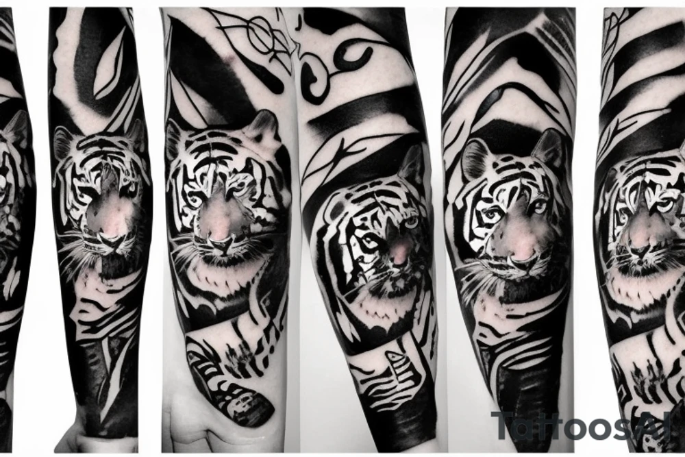 Tiger sushi chef with sword tattoo idea