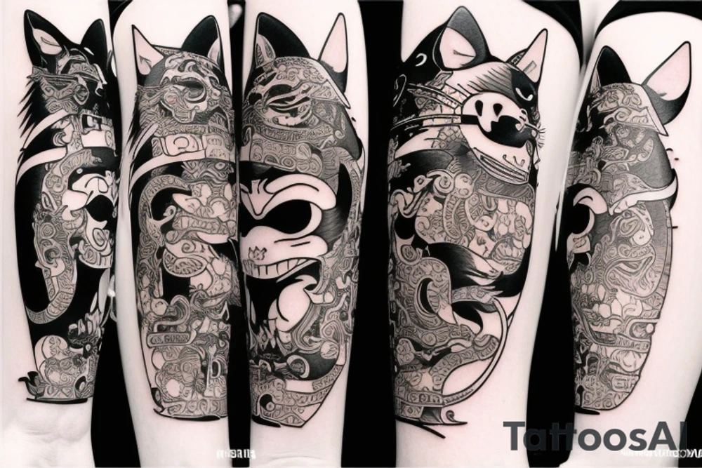 Cat samurai tattoo idea