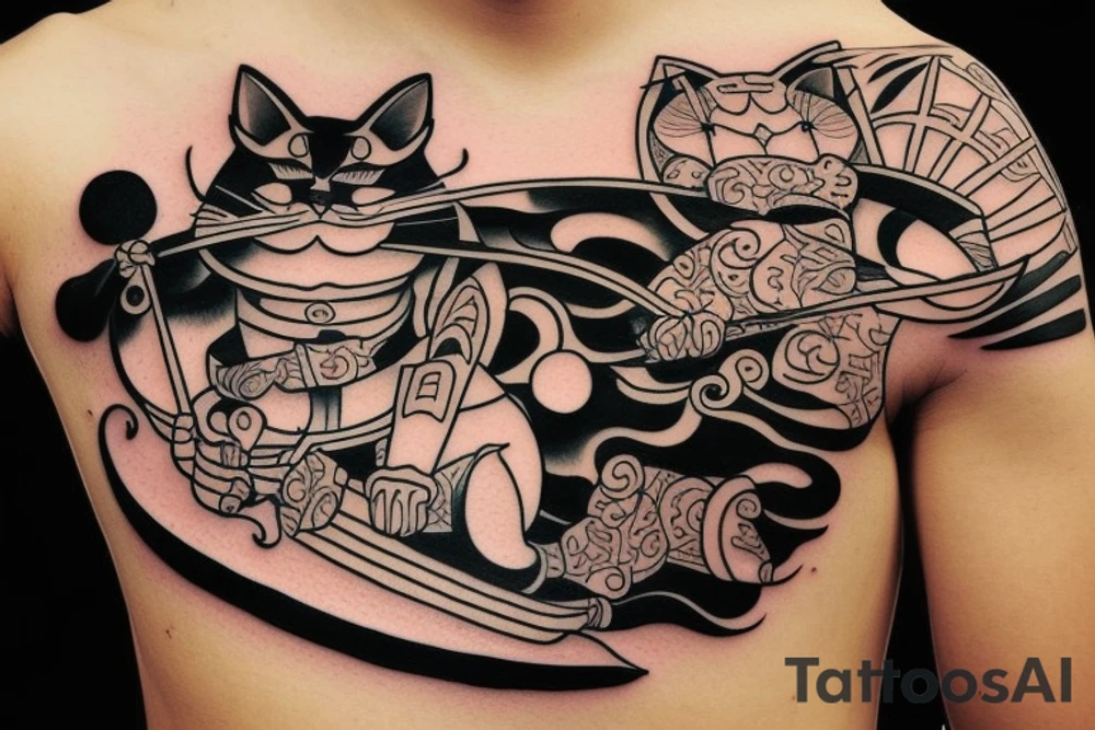 Cat samurai tattoo idea