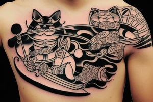 Cat samurai tattoo idea
