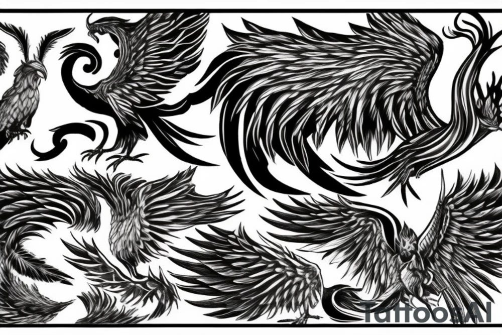 A fiery phoenix tattoo idea
