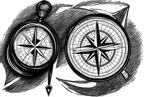 world map with compass laying on it tattoo idea