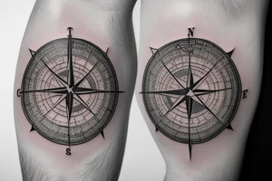 world map with compass laying on it tattoo idea