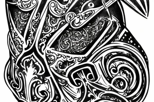 Forearm knight helmet and filigree tattoo idea