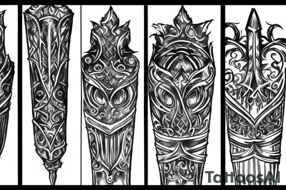 Forearm knight helmet filigree tattoo idea