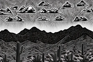 desert landscape with saguaro cactus in the foreground and mountains in the background tattoo idea