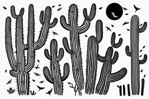 saguaro cactus with a family of birds living in it tattoo idea