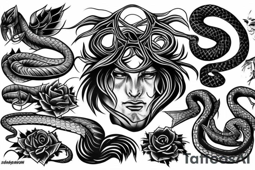 Duel personality, tortured empath, sly snake tattoo idea