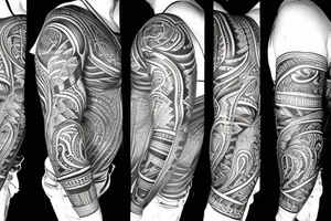 cover the left arm, represent the human growth tattoo idea