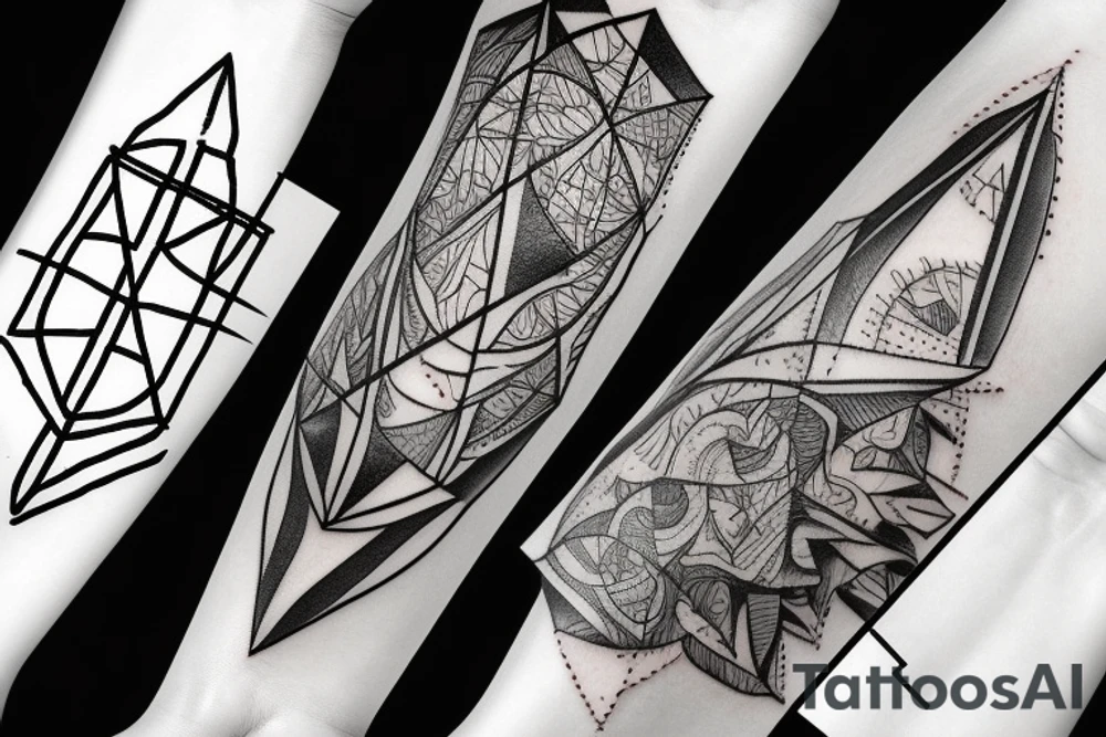 Organic pipe and triangle facing down tattoo idea
