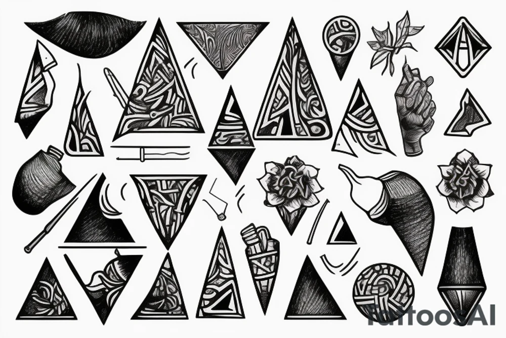 Organic pipecone and triangle facing down tattoo idea