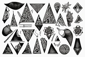Organic pipecone and triangle facing down tattoo idea