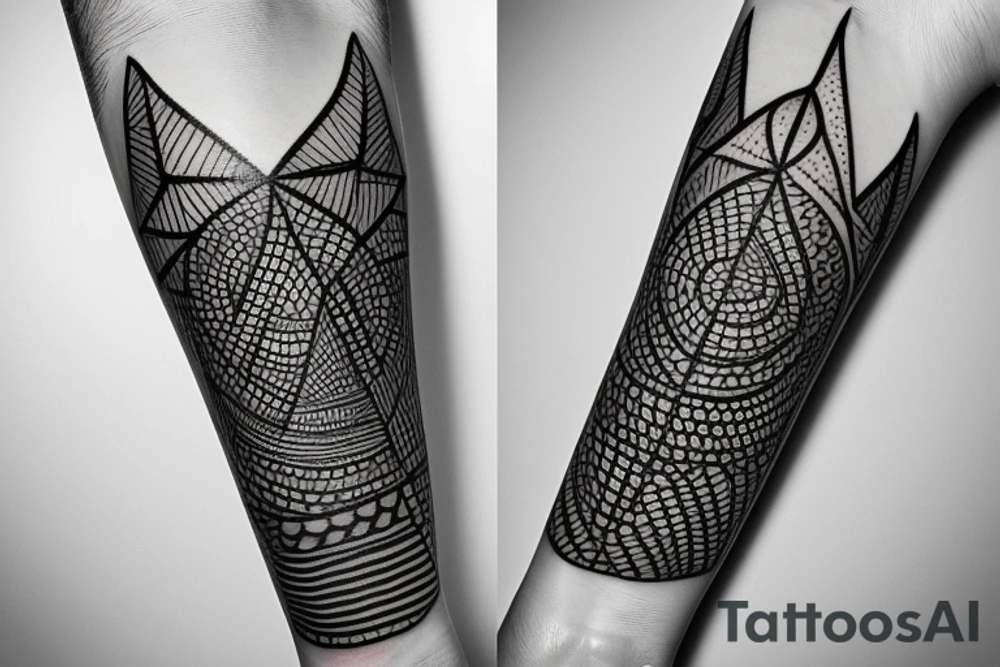 Organic pipecone and triangle facing down tattoo idea