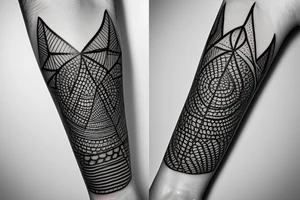Organic pipecone and triangle facing down tattoo idea