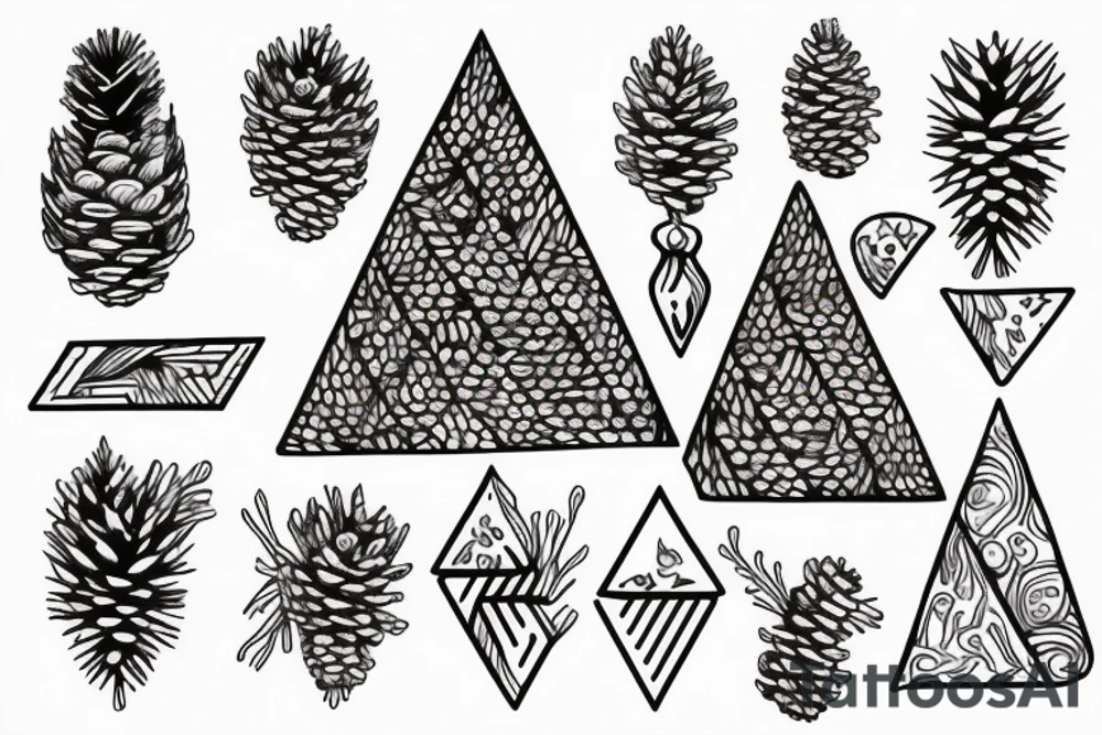 Organic pinecone and triangle facing down tattoo idea Organic pinecone and triangle facing down tattoo idea