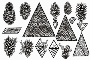 Organic pinecone and triangle facing down tattoo idea