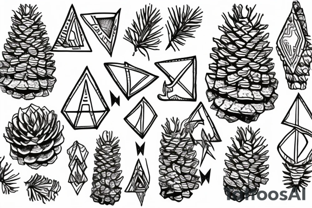 Organic pinecone and triangle facing down tattoo idea Organic pinecone and triangle facing down tattoo idea