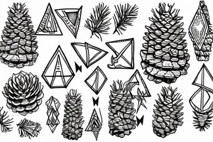 Organic pinecone and triangle facing down tattoo idea