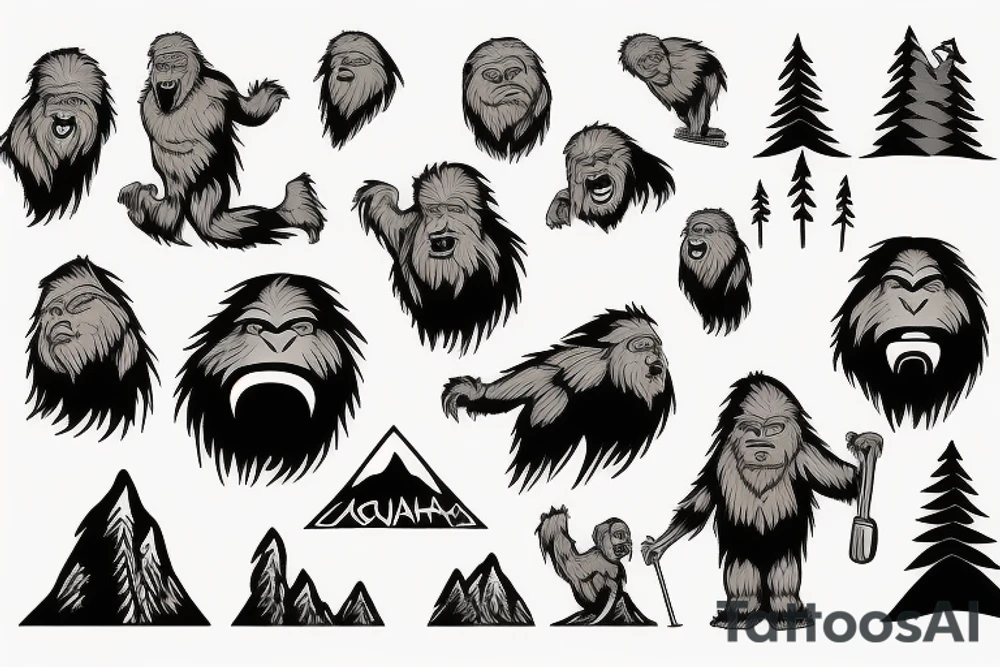 Stoned Sasquatch Skiing tattoo idea