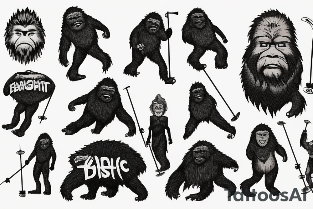 Stoned Sasquatch Skiing tattoo idea
