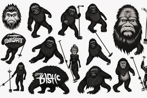 Stoned Sasquatch Skiing tattoo idea