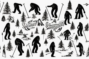 Sasquatch Skiing Winter tattoo idea