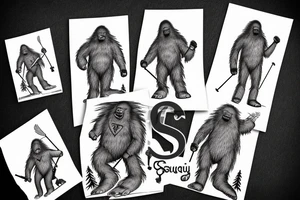 Sasquatch Skiing Winter tattoo idea
