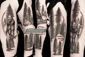 Sasquatch Skiing Winter Cartoon tattoo idea