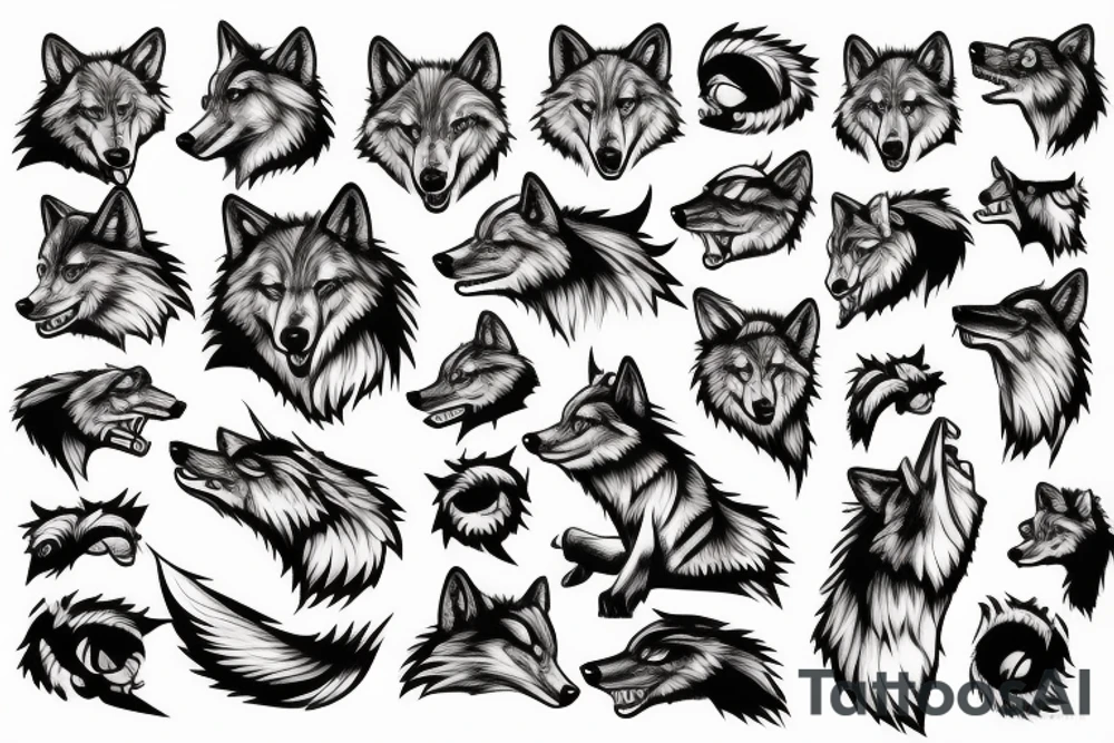 Wolf with machine gun tattoo idea
