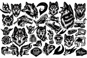 Wolf with machine gun tattoo idea