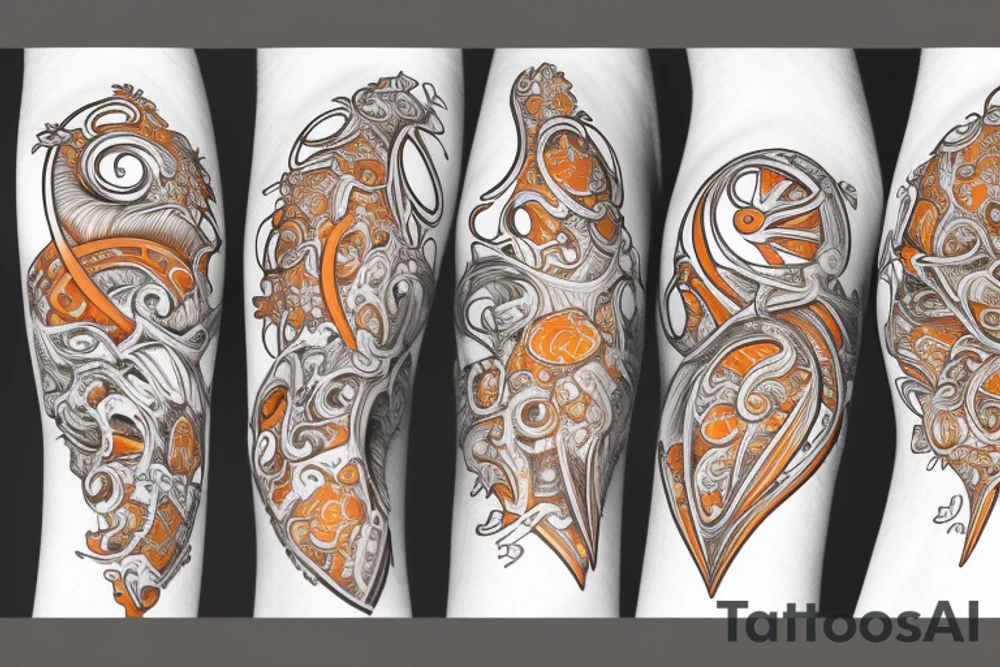 old castle orange colour tattoo idea