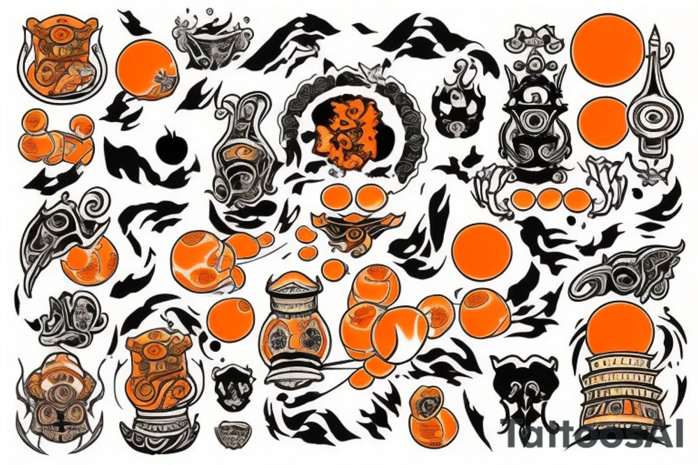 old castle orange colour tattoo idea