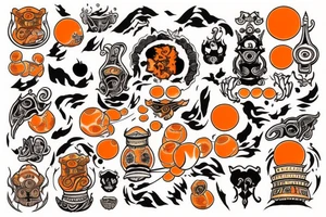 old castle orange colour tattoo idea