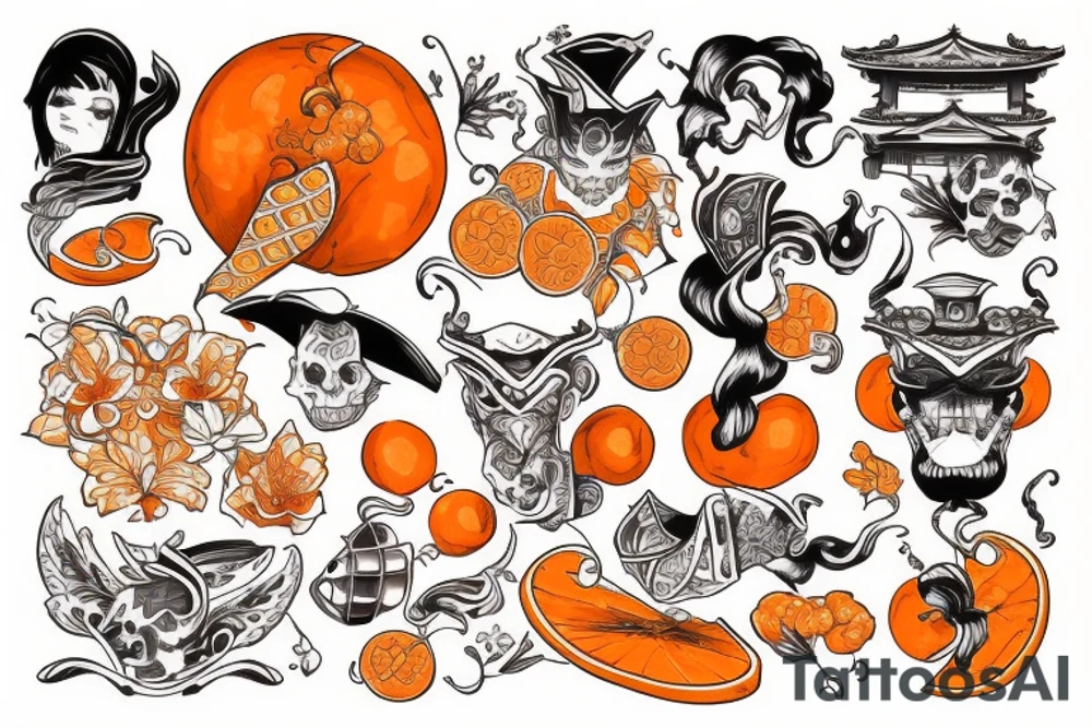 old castle orange colour tattoo idea