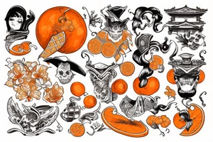 old castle orange colour tattoo idea