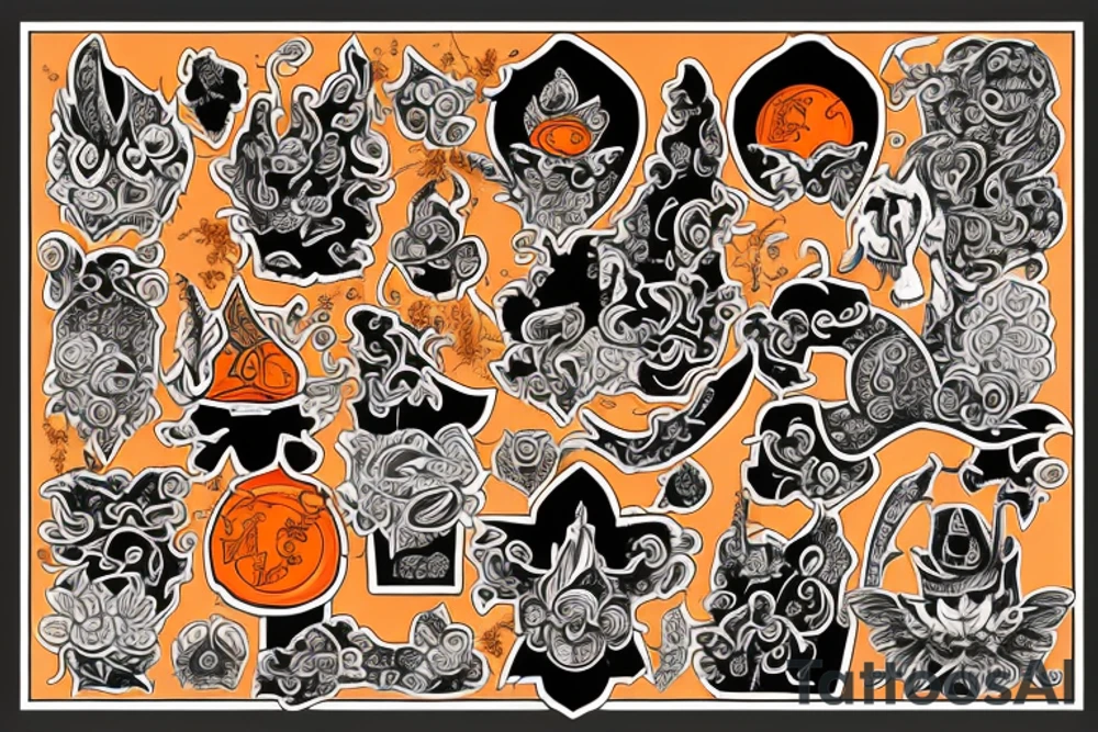 old castle orange colour tattoo idea