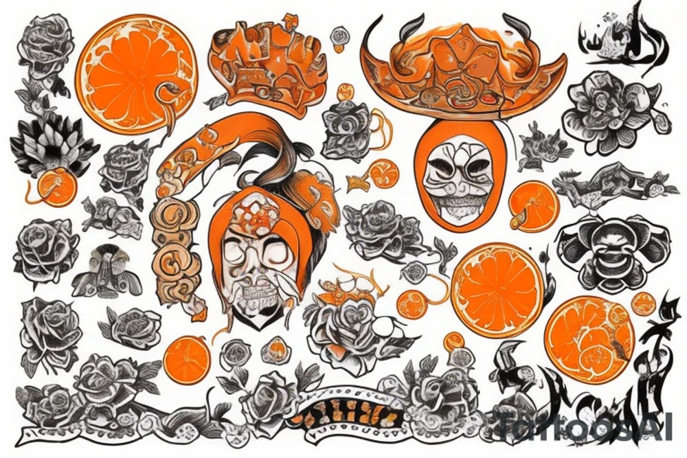 old castle orange colour tattoo idea